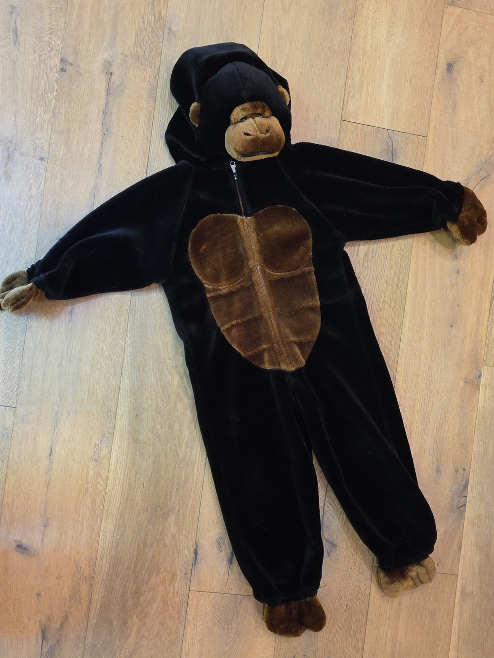 Kids Black & Brown Plush Gorilla Costume with Hood